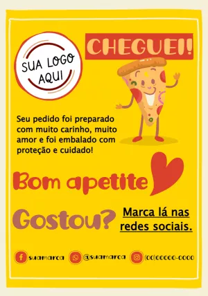 Cartão de Agradecimento Delivery Pizzaria para Editar Online