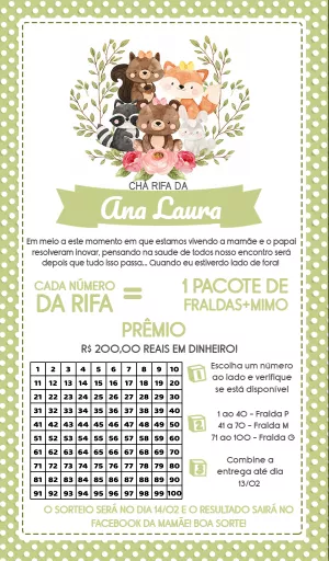 Chá Rifa Bosque Menina com Animais Fofos para Editar Online