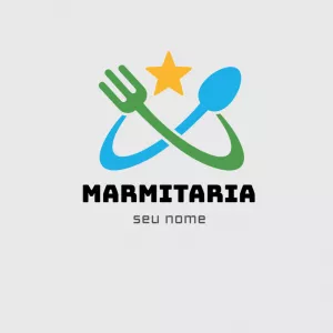 Logo para Marmitaria com Garfo e Colher para Editar Online