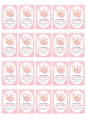 Tag Chá de Bebê Coelhinha Rosa para Editar e Imprimir