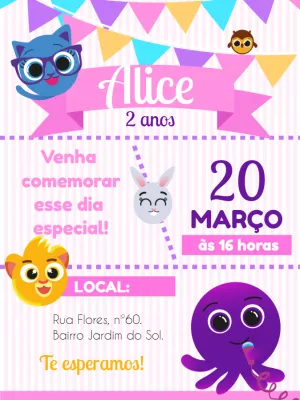 Convite de Aniversário Bolofofos para Editar Online