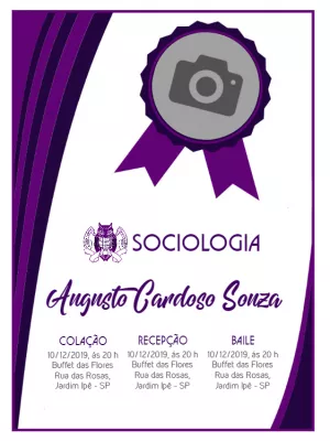 Convite de Formatura Sociologia com Foto para Editar Online