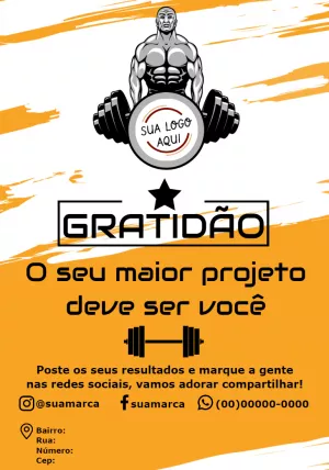 Cartão de Agradecimento Fitness com Halteres para Editar