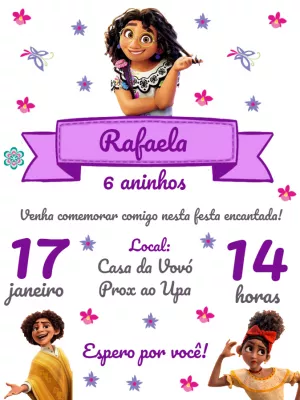Convite Aniversário Encanto com Personagens para Editar Online