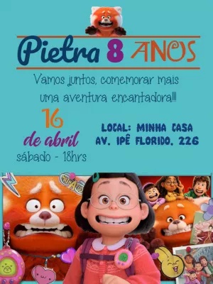 Convite Aniversário Red: Crescer é uma Fera para Editar Online