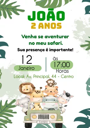 Safari Birthday Invitation – Static – Convites Personalizados