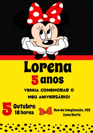 Convite de Aniversário Minnie Mouse para Editar Online