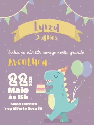 Invitación de cumpleaños Dinosaurio – Estático – Querido Convite