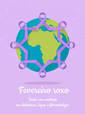Post Fevereiro Roxo com Planeta e Fita para Editar Online