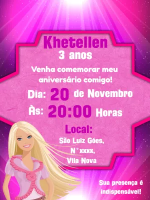 Invitación de cumpleaños Barbie – Estático – Lilian Designer