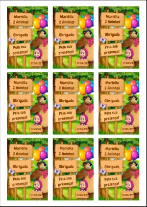 Tag de Agradecimento Masha e o Urso para Editar Online