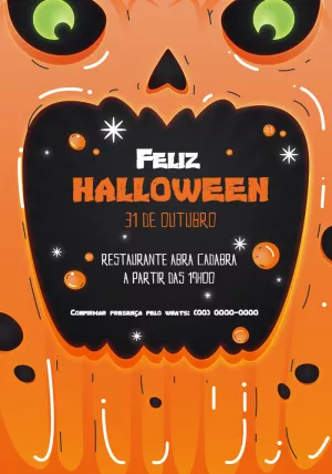 Convite de Halloween com Abóbora Assustadora para Editar Online