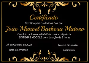 Certificado Dourado Elegante para Editar e Imprimir