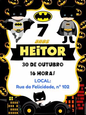 Convite de Aniversário Batman para Editar Online