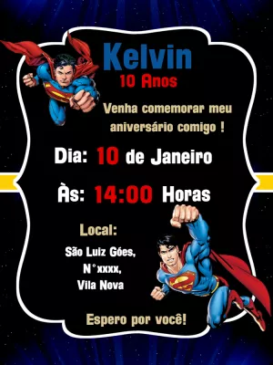 Convite de Aniversário Super-Homem para Editar Online