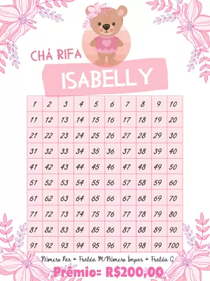 Chá Rifa Ursinha Floral: Edite Online e Imprima em Casa