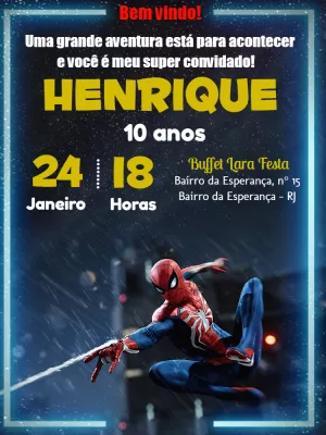 Convite Aniversário Homem Aranha para Editar Online