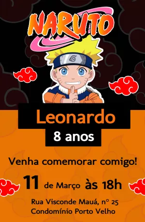 Convite de Aniversário Naruto Chibi para Editar Online
