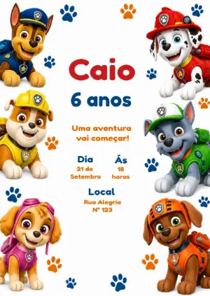 Invito di compleanno Paw Patrol – Statico – KC Design