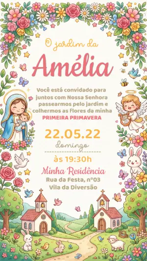 Convite Primeira Primavera Jardim de Nossa Senhora Editável