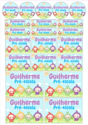 Etiquetas Escolares Teletubbies para Editar e Imprimir