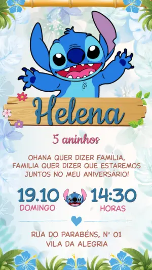 Stitch Birthday Invitation – Static – Festôu Convites
