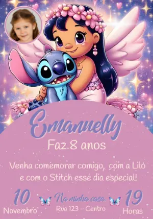 Invitación de cumpleaños Stitch – Estático – Convites e Artes Digitais