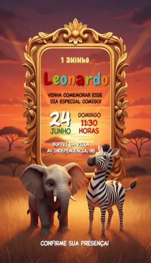 Safari Birthday Invitation – Static – Convite digital - Edite você mesmo