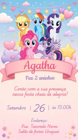 Convite de Aniversário My Little Pony Editável