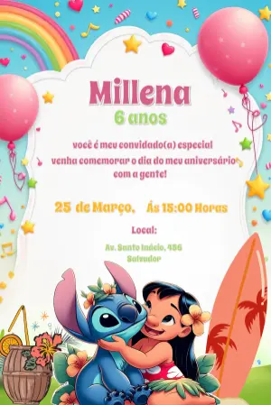 Invitación de cumpleaños Stitch – Estático – CollorGraph Convites