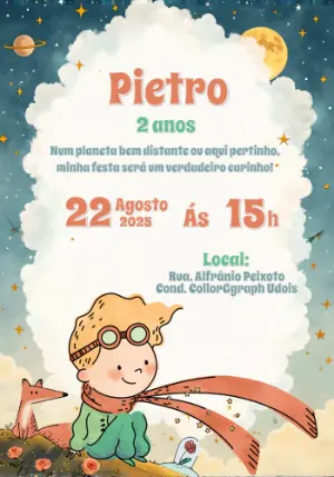 Convite Aniversário Pequeno Príncipe para Editar Online