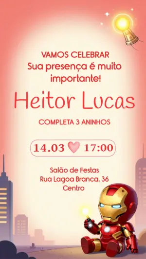 Convite de Aniversário Homem de Ferro Fofo para Editar