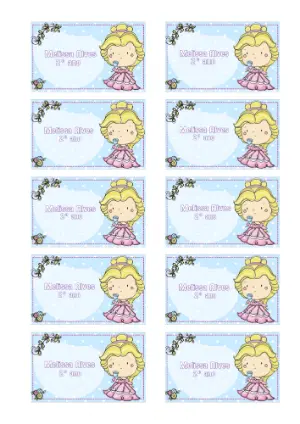 Etiqueta Escolar Digital Princesa Fofa para Editar