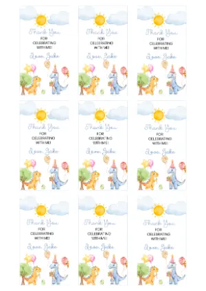 Cute Dinosaur Thank You Tags - Editable Digital Template