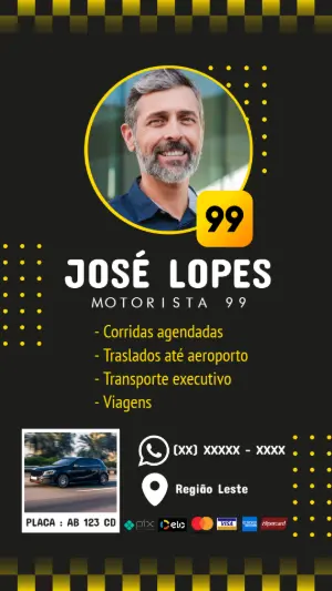 Cartão de Visita Motorista de App com Foto para Editar Online