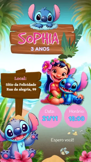 Stitch Birthday Invitation – Static – Felicity Artes