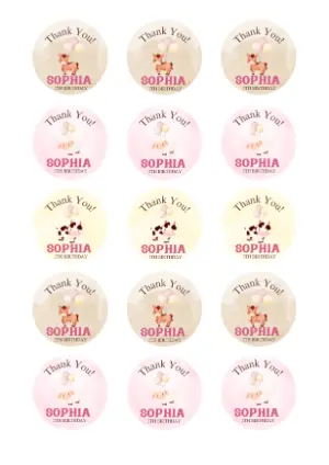 Editable Farm Animal Birthday Thank You Tags Template