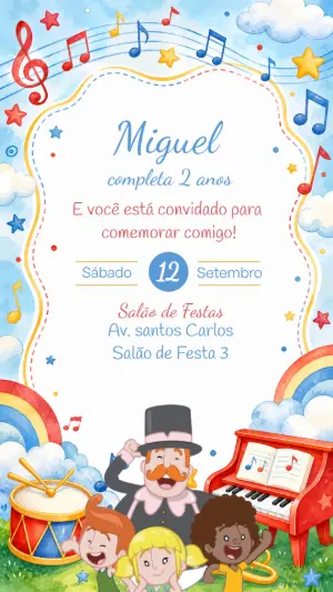 Convite de Aniversário Mundo Bita Musical Editável