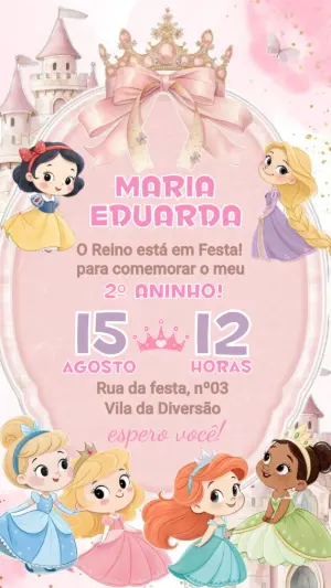 Invito di compleanno Principesse – Statico – Convide aê!