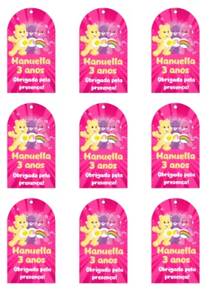 Tag Agradecimento Ursinhos Carinhosos Aniversário para Editar
