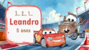Adesivo Digital Carros Disney de Aniversário para Editar