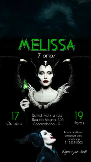 Convite Animado de Aniversário Malévola para Editar