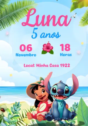 Invitación de cumpleaños Stitch – Estático – Color Art Studio