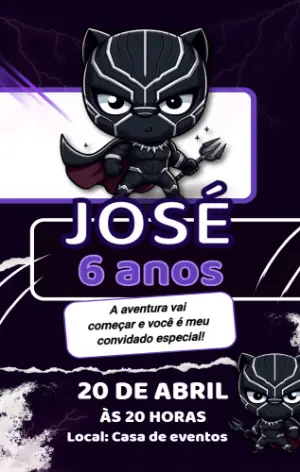 Convite de Aniversário Pantera Negra para Editar Online