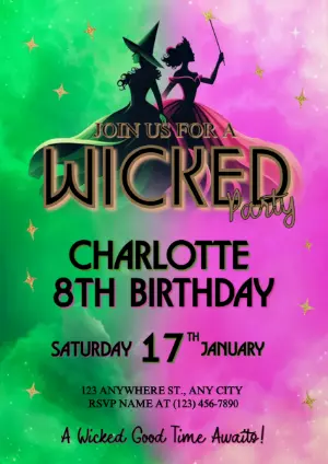 Wicked Musical Birthday Party Invitation | Editable Template
