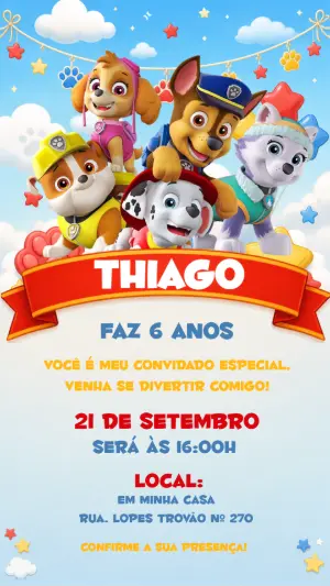 Invito di compleanno Paw Patrol – Statico – CollorGraph EDITOR