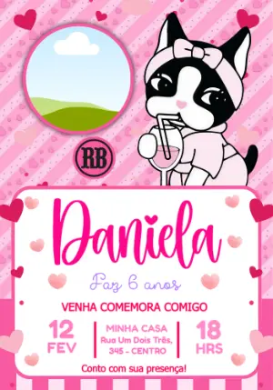 Convite de Aniversário Editável Rebecca Bonbon