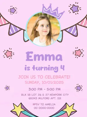 Invitación de cumpleaños Princesas – Estático – Decore Arte