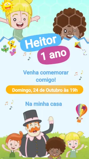 Convite Animado Aniversário Mundo Bita para Editar Online