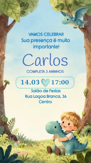 Invitación de cumpleaños Dinosaurio – Estático – CollorGraph EDITOR